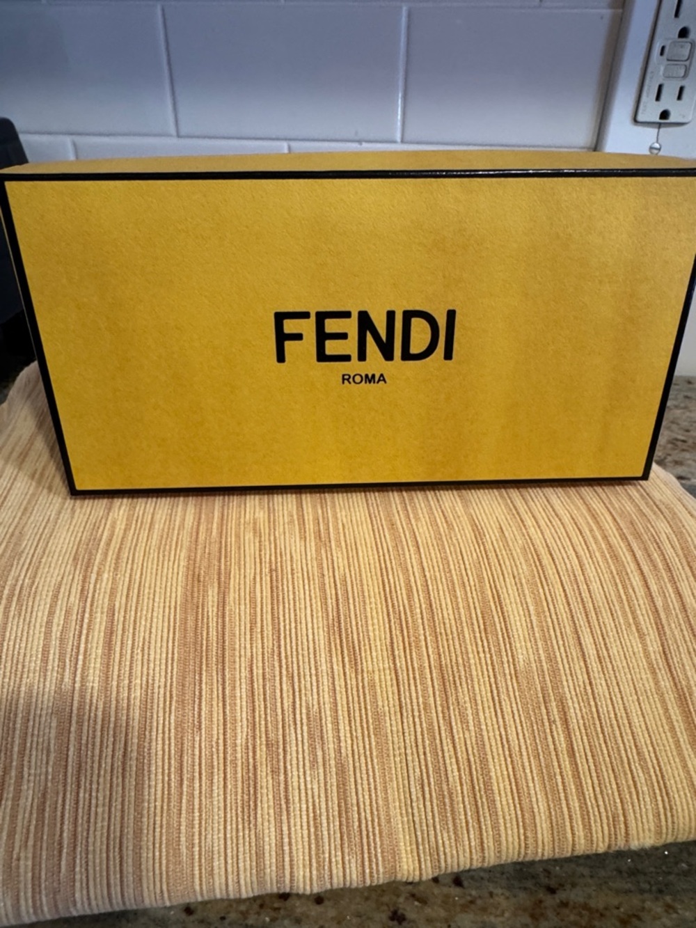 Fendi Shadow Necklace with a square pendant cable link chain, Palladium finish - Picture 11 of 11